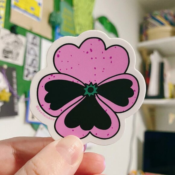 Garden Sticker Pack - 4 Vinyl Stickers - Butterfly Pansy Flower Beetle - NWT - Picture 4 of 6